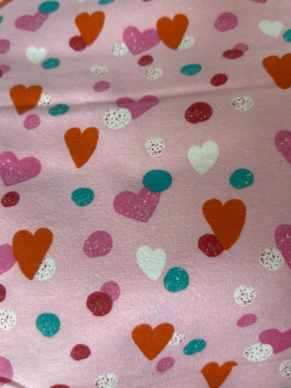 2 Yards Joann Fabrics “Snuggle Flannel” Pink Heart & Polka Dot Printed Cotton